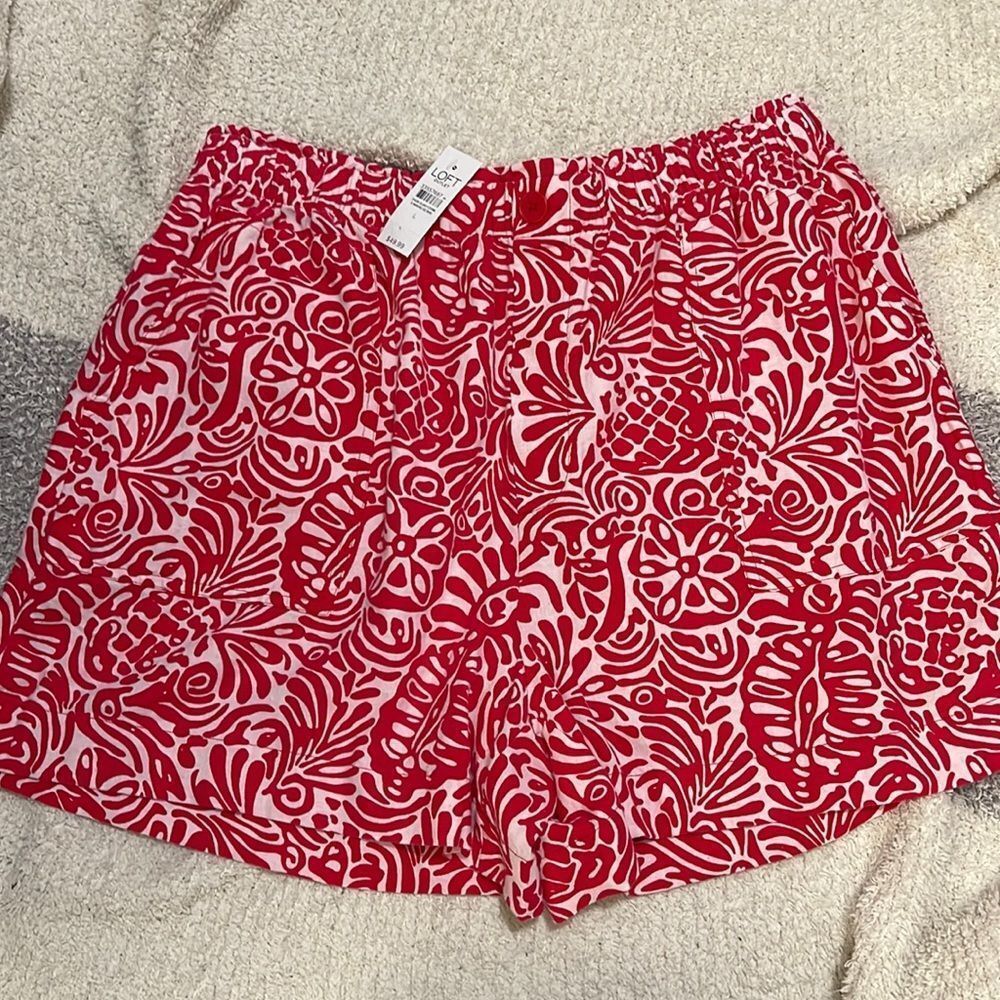 Women's Red Patterned Shorts